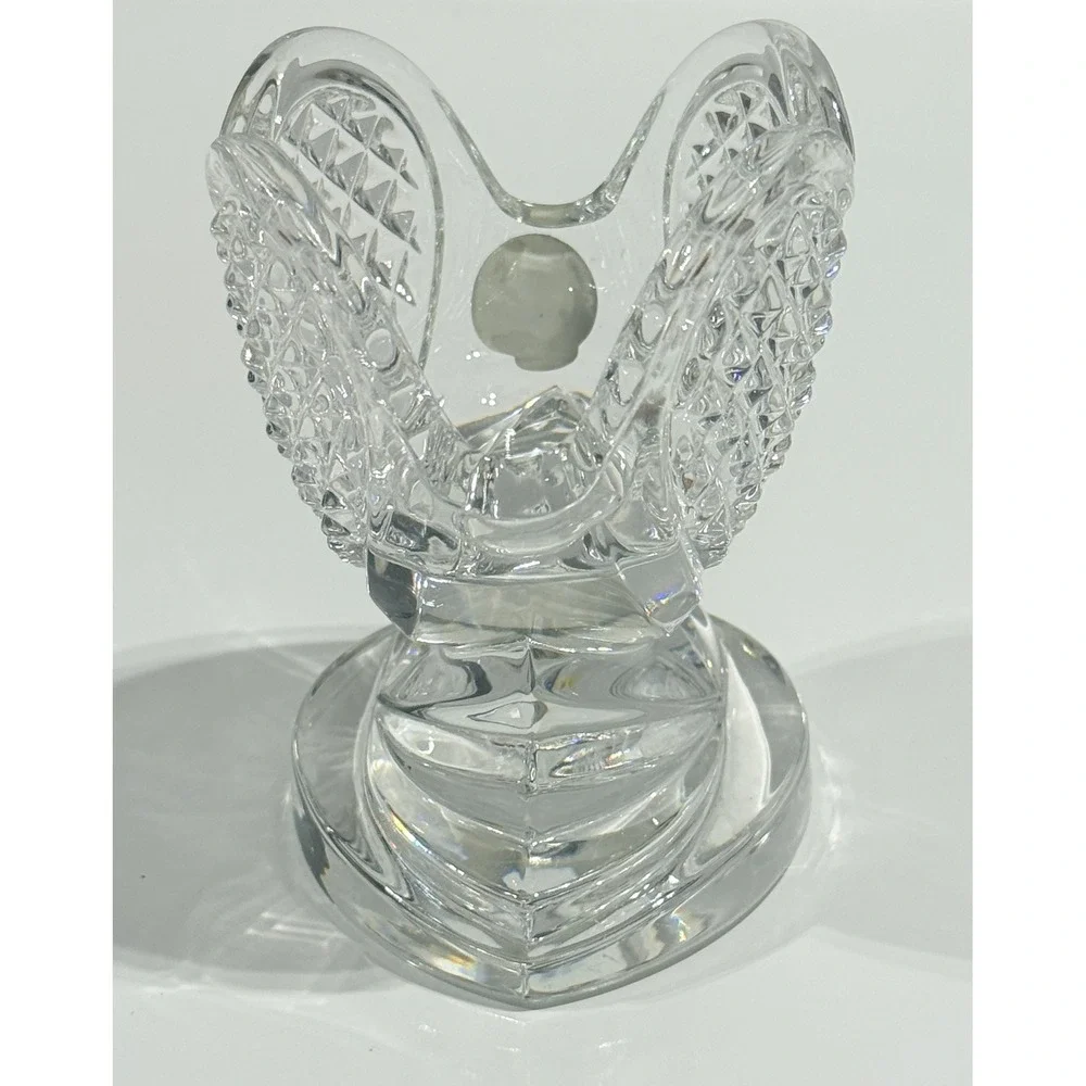 WATERFORD CRYSTAL Heart Card Holder Small Vase Made in Germany Diamond Cut Clear